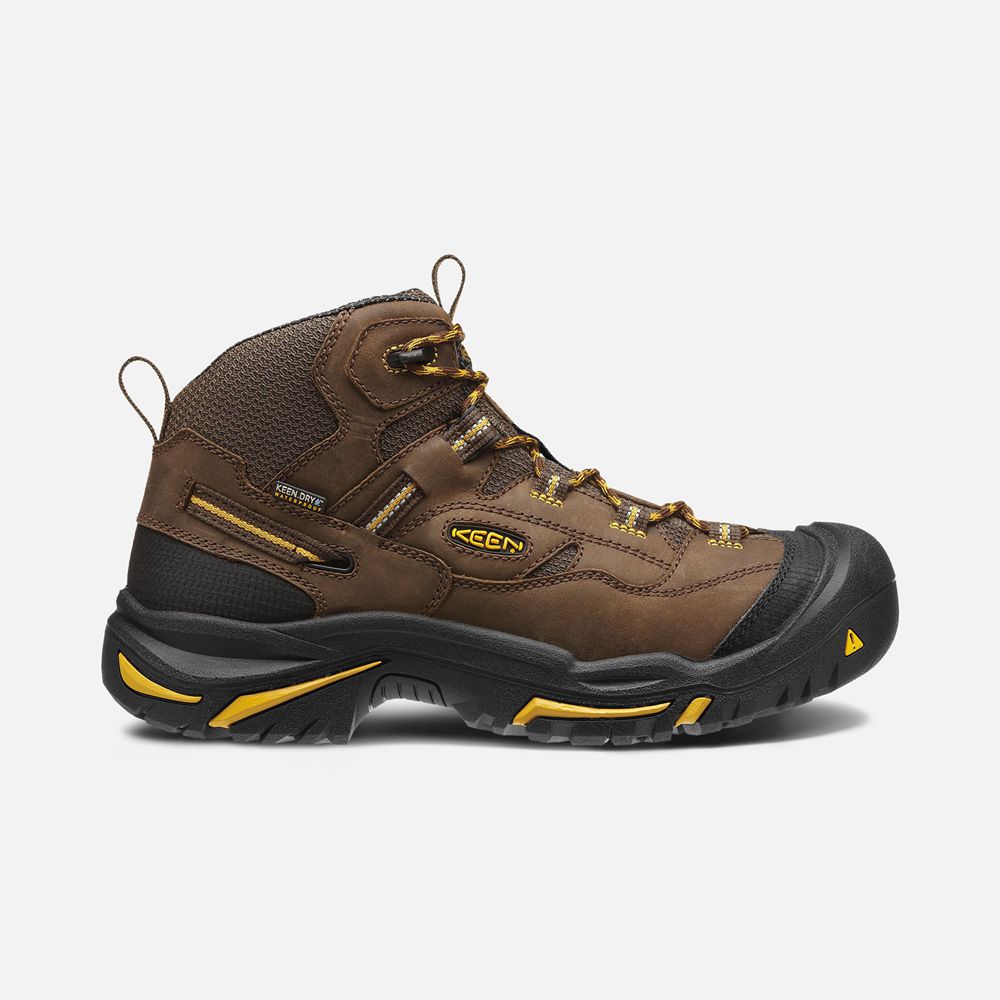 Botas de Trabajo Keen Mexico Marrom - Hombre Braddock Waterproof Mid (Steel Toe) - FQ4975860